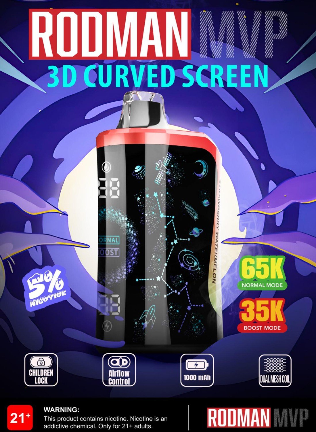 Rodman MVP Disposable Vape 65K Puffs (blue-razzberry)