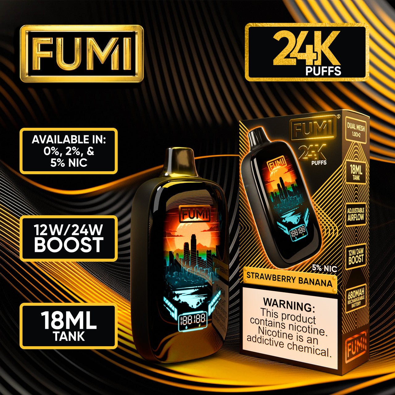 Fumi x Cloud Nurdz Disposable Vape 55,000 Puffs – 20 mL, 5% Nicotine (clear)