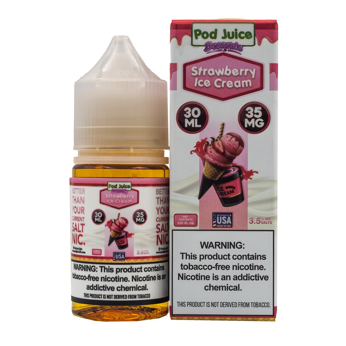 POD JUICE SALT STRAWBERRY ICE CREAM - 30ML (35mg)