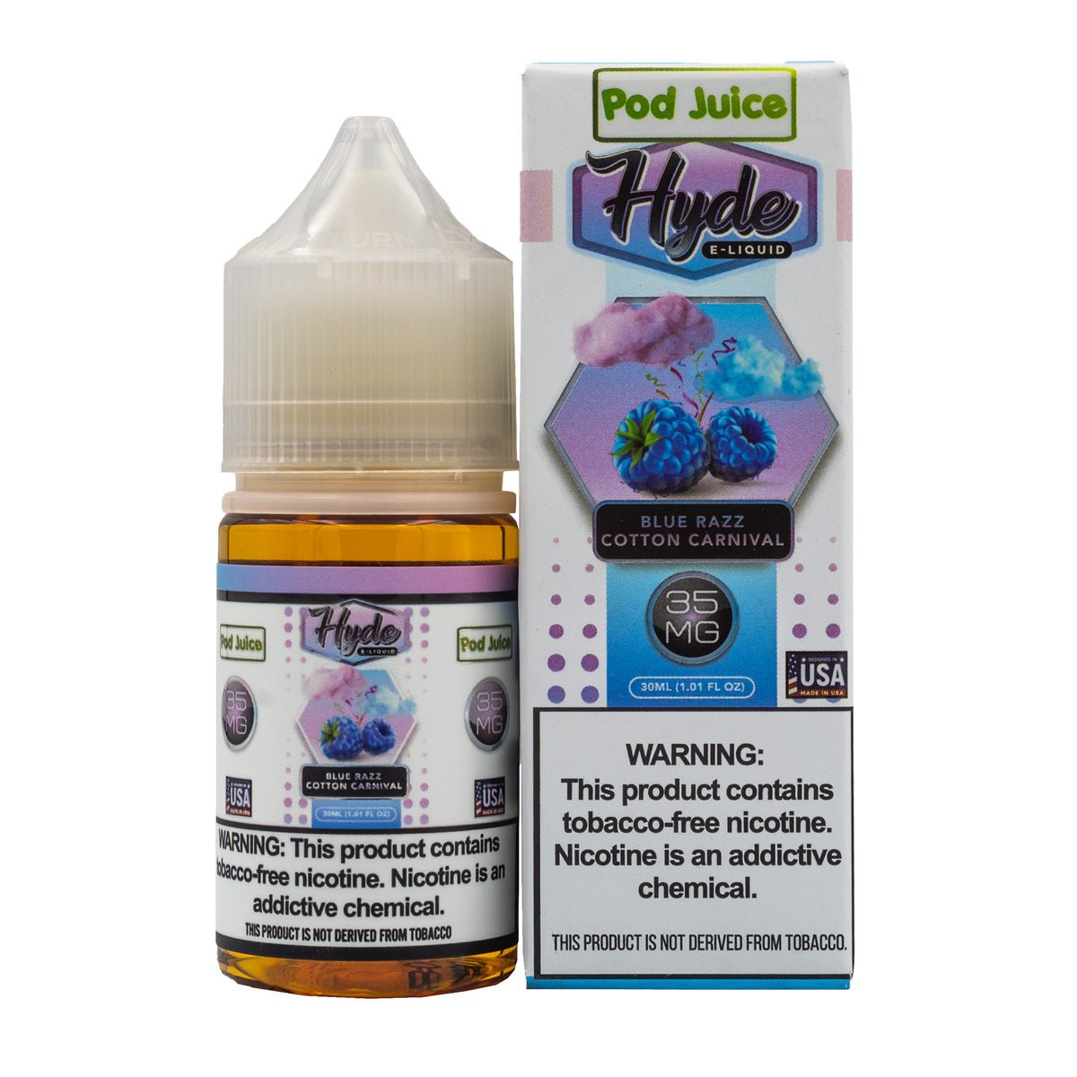 POD JUICE HYDE SALT BLUE RAZZ COTTON CARNIVAL - 30ML (35mg)