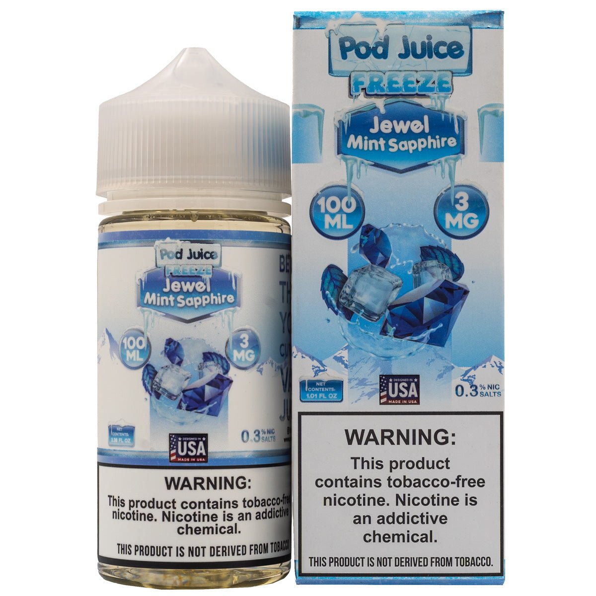 POD JUICE E-LIQUID JEWEL MINT SAPPHIRE ICE - 100ML (0mg)