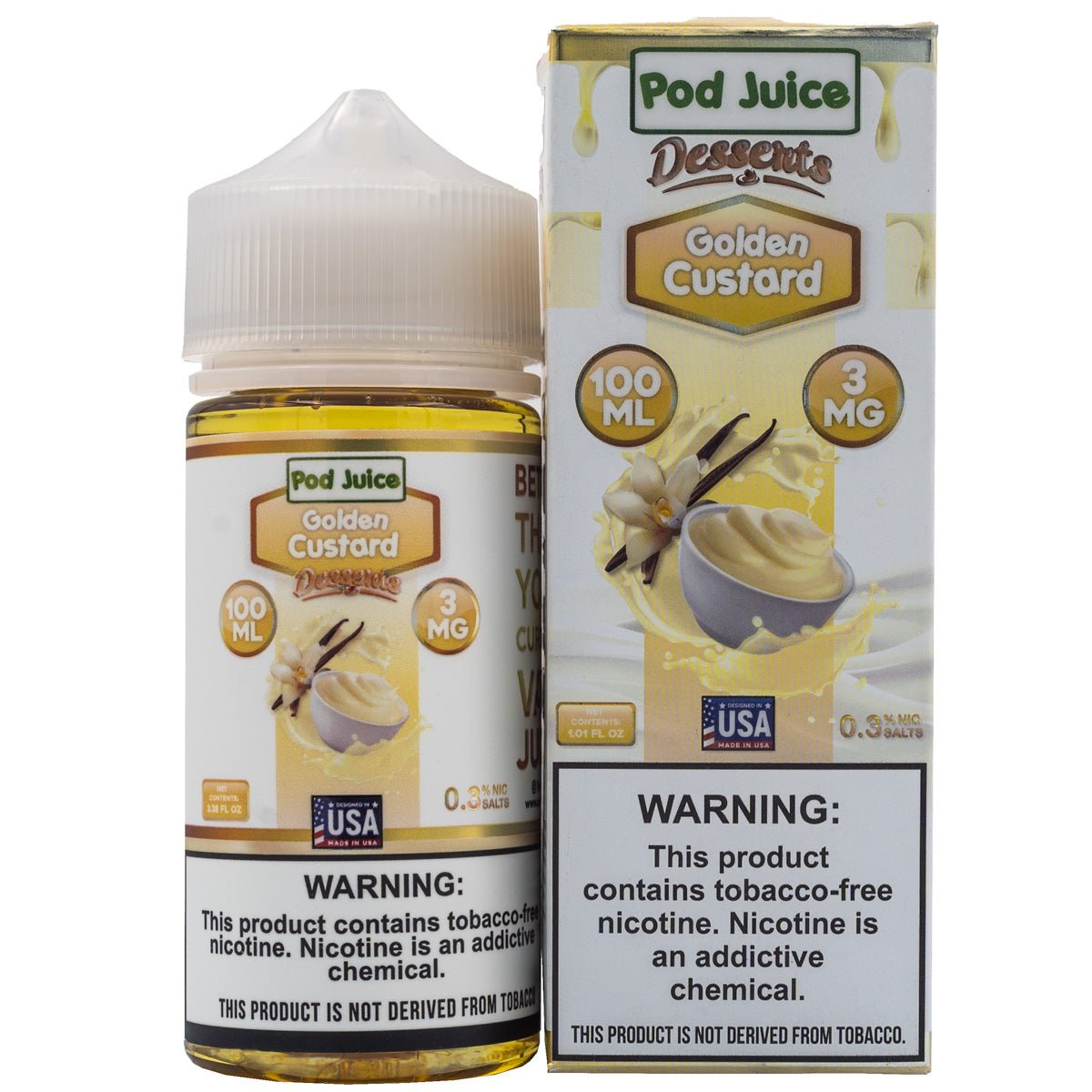 POD JUICE E-LIQUID GOLDEN CUSTARD - 100ML (0mg)