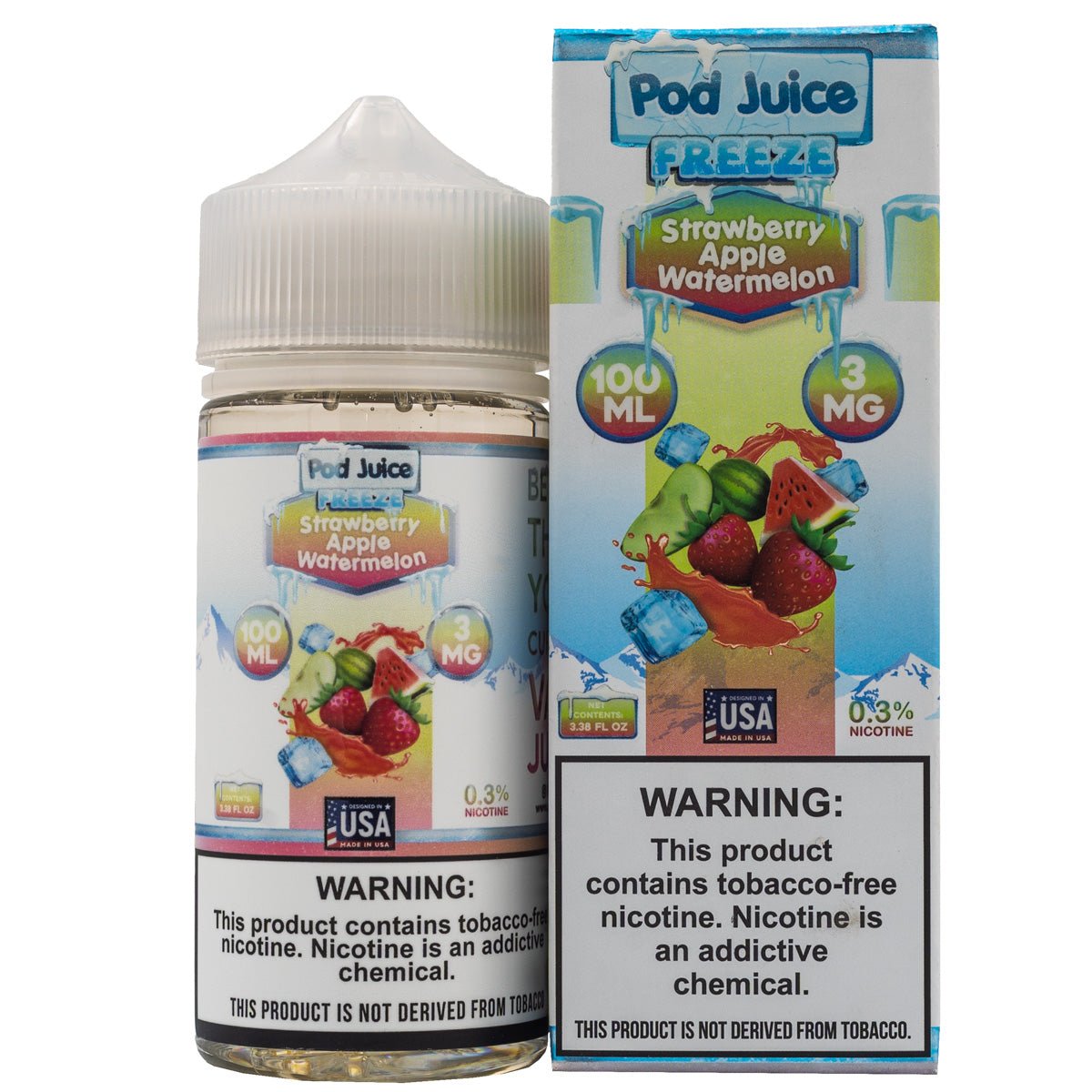POD JUICE E-LIQUID STRAWBERRY APPLE WATERMELON ICE - 100ML (0mg)