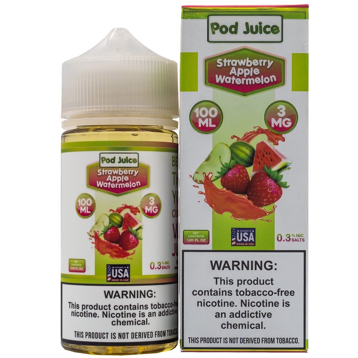 POD JUICE E-LIQUID STRAWBERRY APPLE WATERMELON - 100ML (0mg)