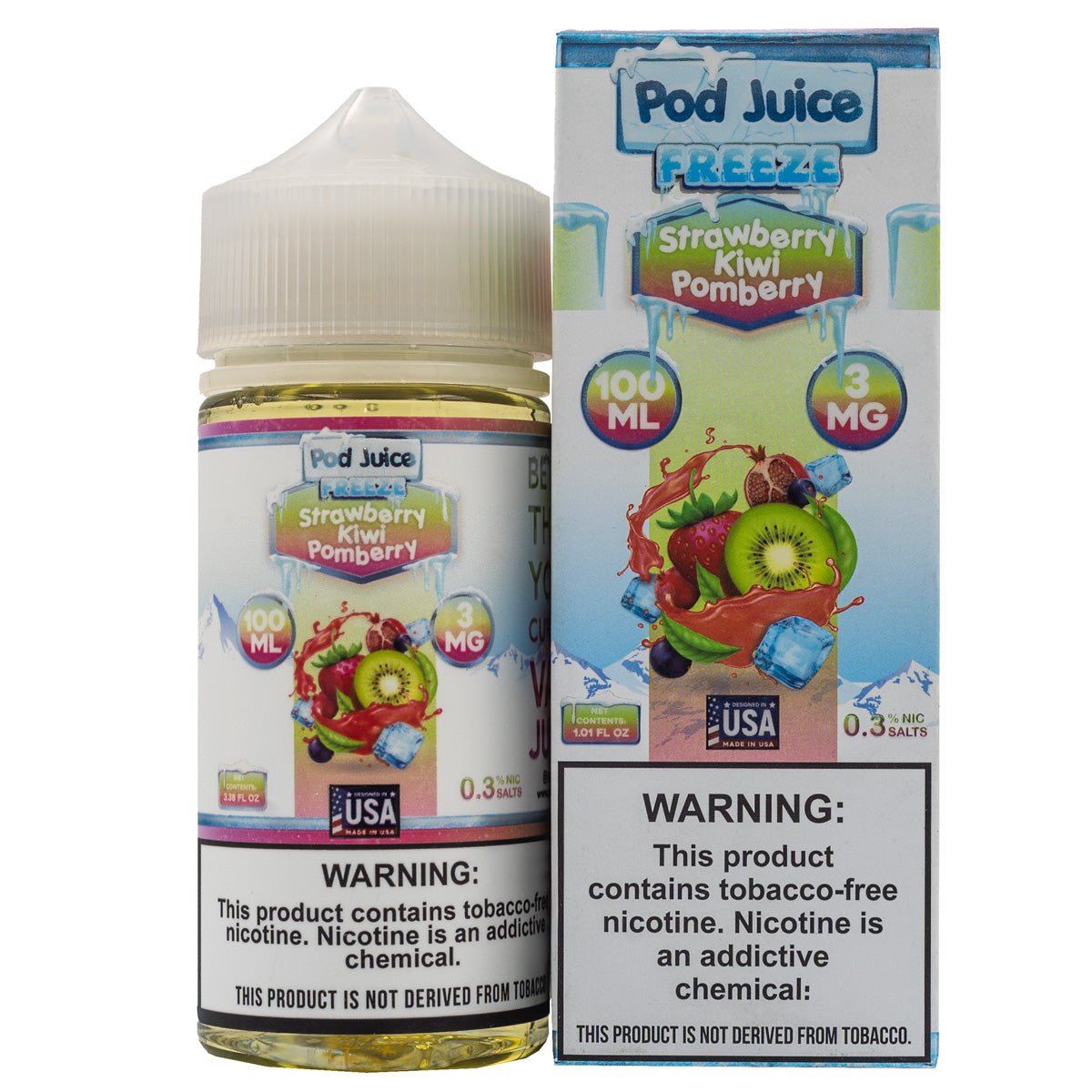 POD JUICE E-LIQUID STRAWBERRY KIWI POMBERRY ICE - 100ML (0mg)