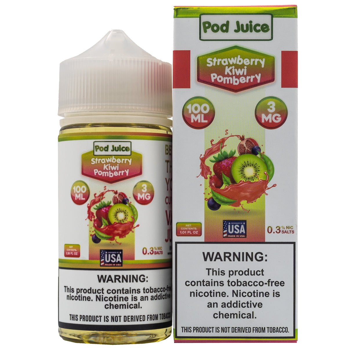 POD JUICE E-LIQUID STRAWBERRY KIWI POMBERRY - 100ML (0mg)