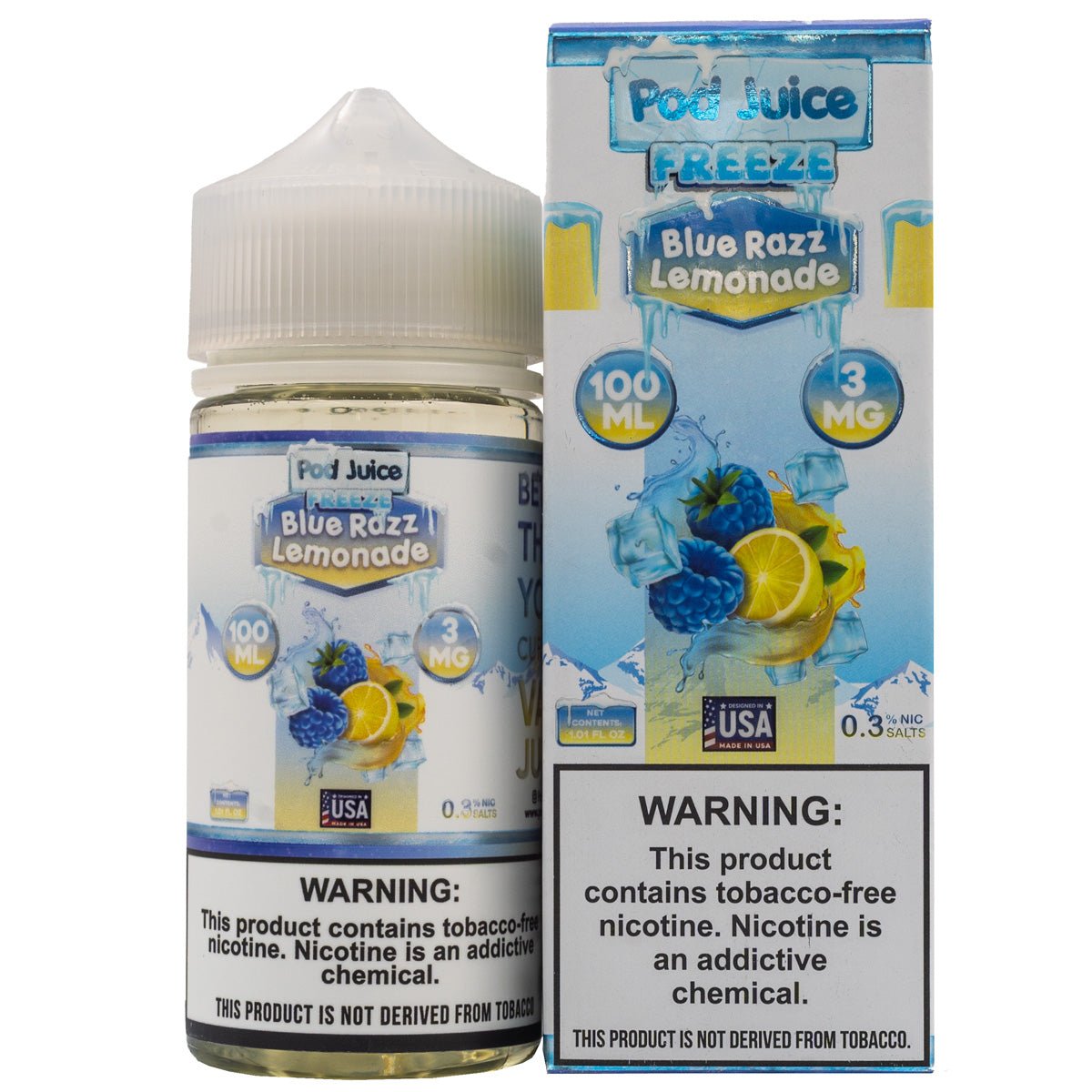 POD JUICE E-LIQUID BLUE RAZZ LEMONADE ICE - 100ML (0mg)
