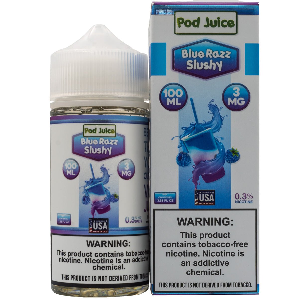 POD JUICE E-LIQUID BLUE RAZZ SLUSHY - 100ML (0mg)