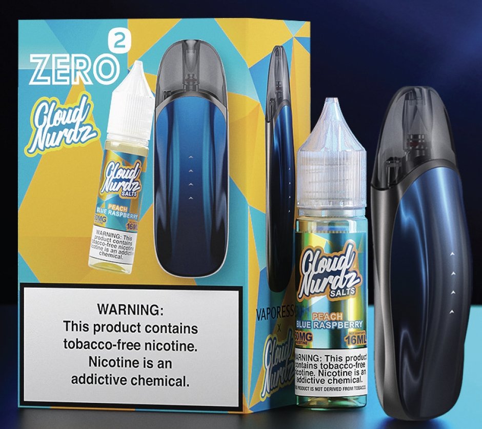 VAPORESSO ZERO 2 STARTER KIT + 16ML SALTNIC (Black Blue + Cloud Nurdz)