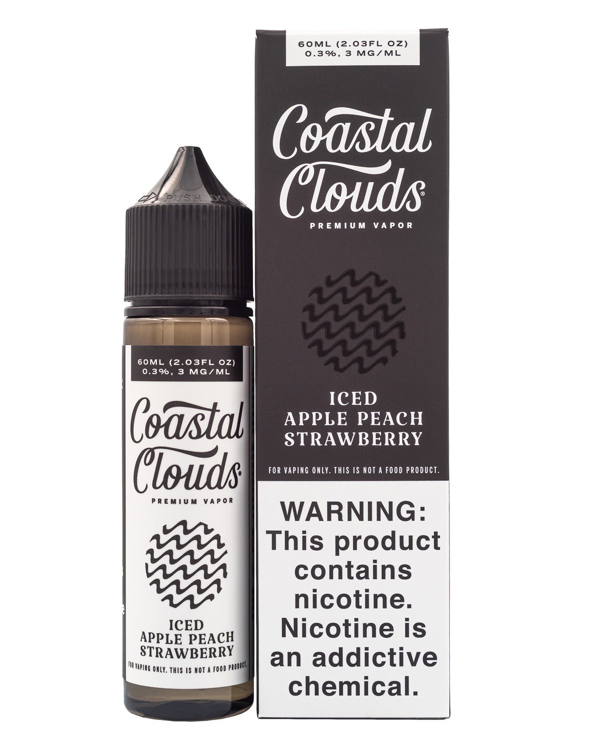 COASTAL CLOUDS E-LIQUID ICED APPLE PEACH STRAWBERRY - 60ML (0mg)