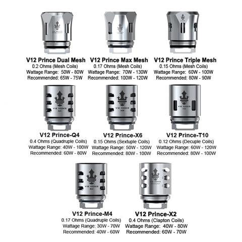 SMOK TFV12 Prince Replacement Coils (V12 Prince-Q4 0.4 ohm Quad Coil: (40-100W))