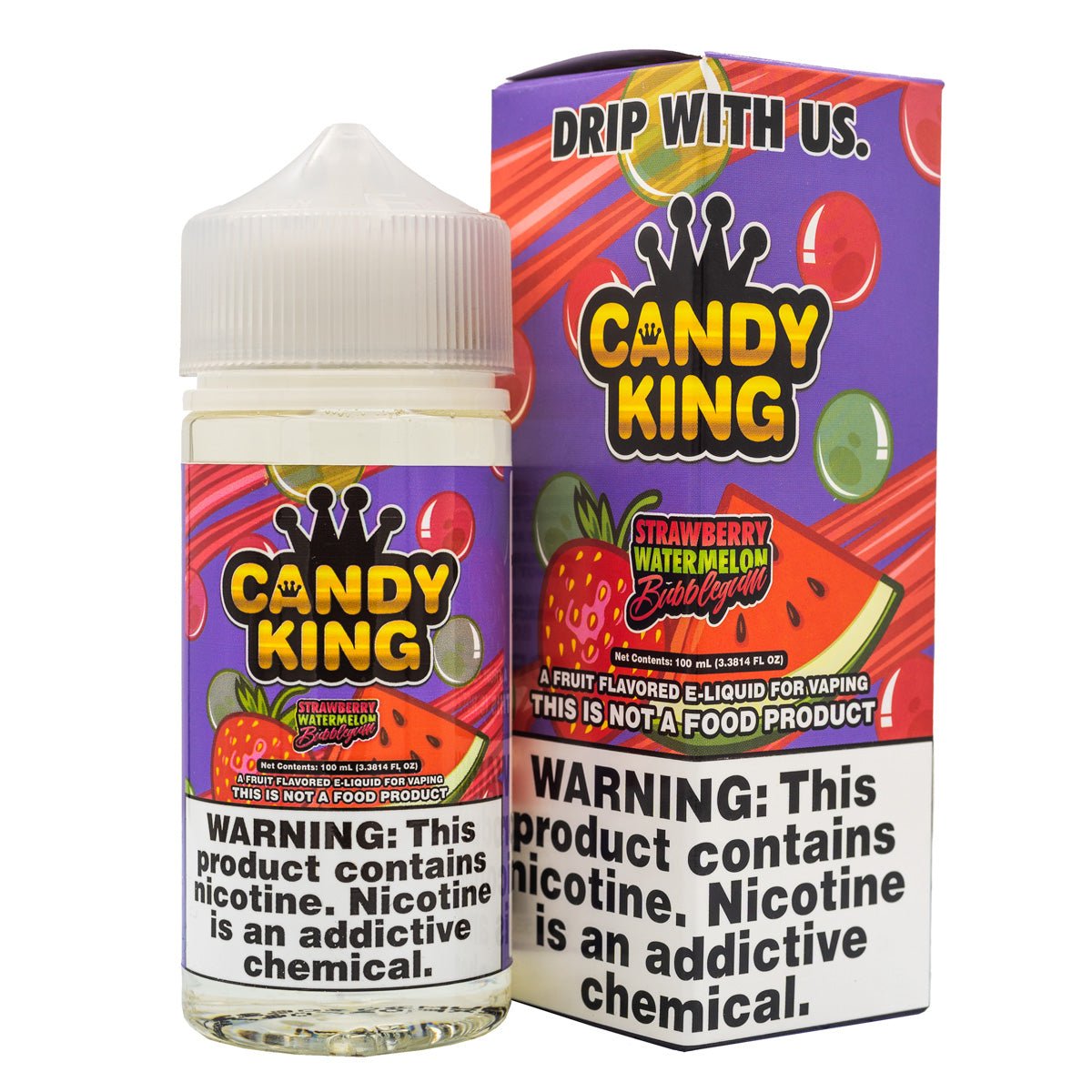 [CK-STRAWB-100ML-0MG] CANDY KING - STRAWBERRY WATERMELON BUBBLEGUM - 100ML (0mg)