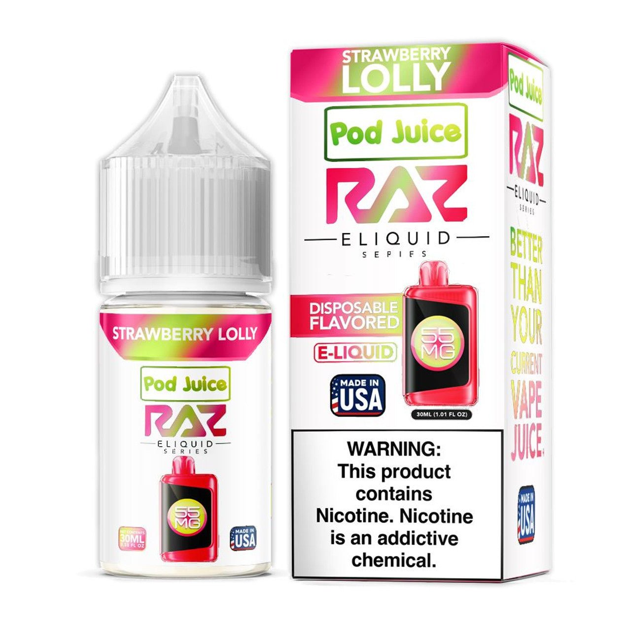 POD JUICE X RAZ - STRAWBERRY LOLLY - 30ML (35mg)